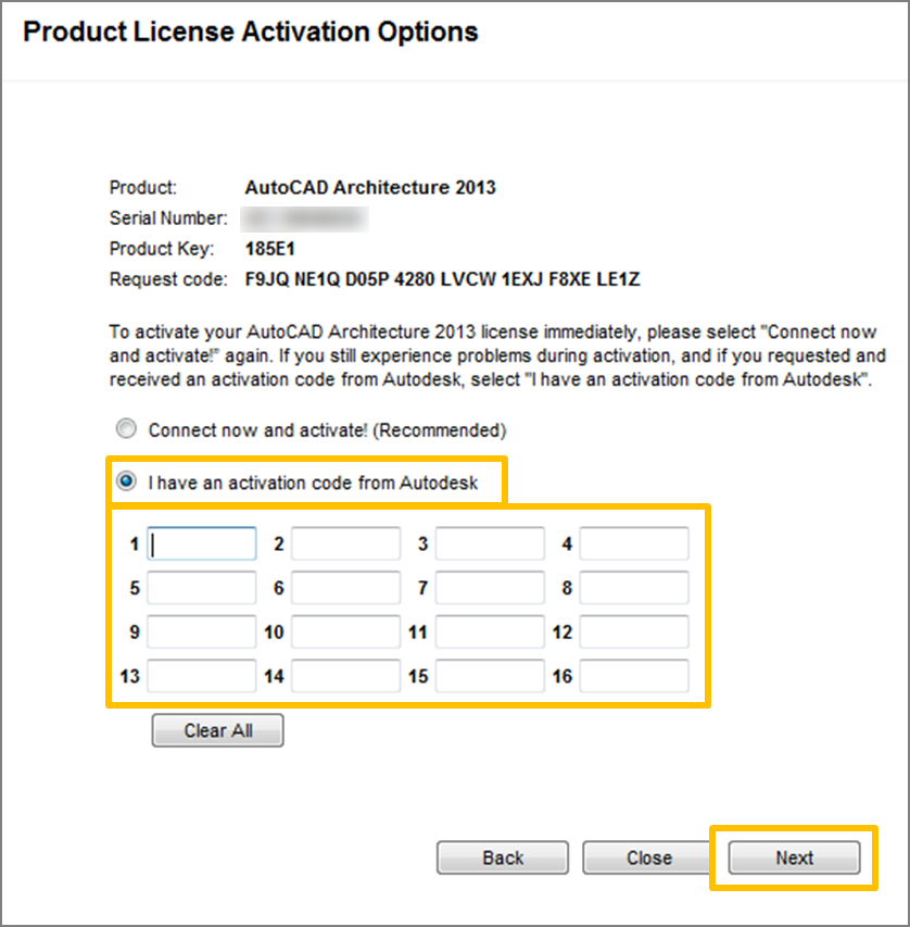 Activation code of autocad 2014